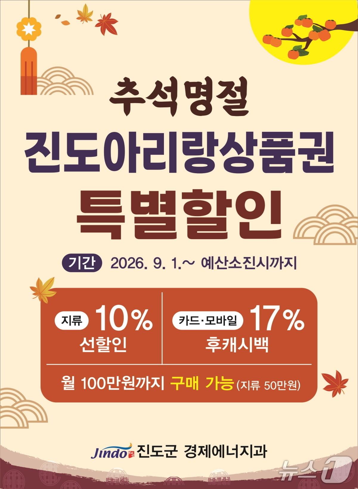 본문 이미지 - 진도아리랑상품권 특별할인 행사 홍보 포스터(진도군 제공, 재판매 및 DB 금지)/뉴스1 