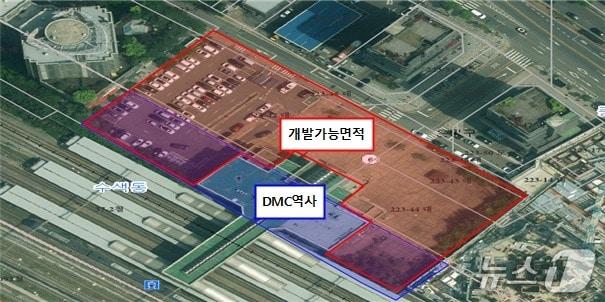 본문 이미지 - 경의중앙선 디지털미디어시티역 복합개발 사업 대상지 위성사진(국가철도공단 제공) /뉴스1