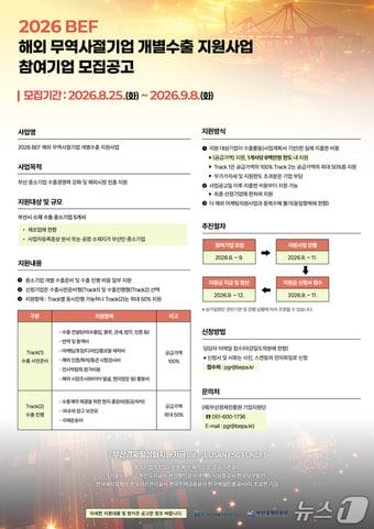 본문 이미지 - 2026 부산경제활성화지원기금(BEF) 해외무역사절기업 개별수출 지원사업' 참여기업 모집 포스터 (진흥원 제공. 재판매 및 DB금지)