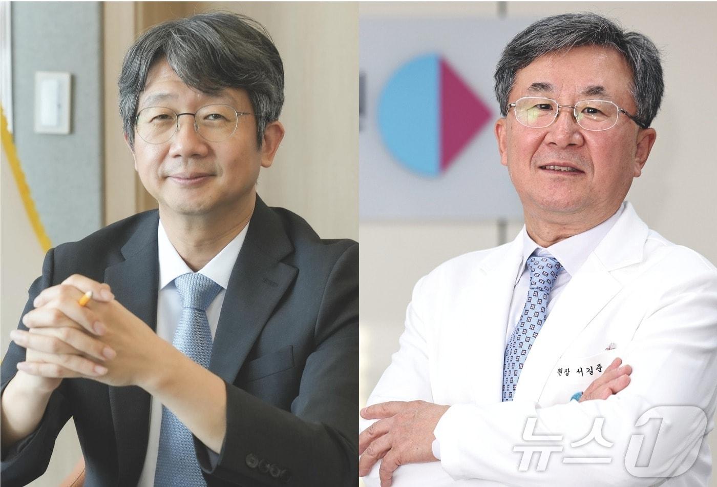 본문 이미지 -  질병관리청과 국립중앙의료원은 27일 질병청에서 양 기관의 손상·응급의료 데이터의 연계·활용을 확대하고 근거 기반 정책 수립을 강화하기 위한 업무협약(MOU)을 체결했다고 밝혔다. 임승관 질병관리청장(왼쪽)과 서길준 국립중앙의료원장./ 뉴스1 ⓒ News1