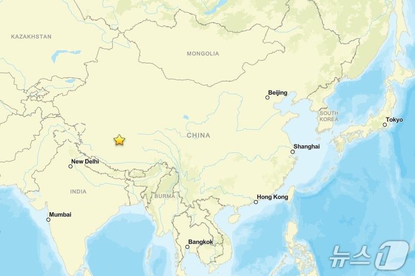 본문 이미지 - 중국령 티베트 지역 북부에서 규모 5.0 지진이 감지됐다. (출처 미 지질조사국 USGS 홈페이지)