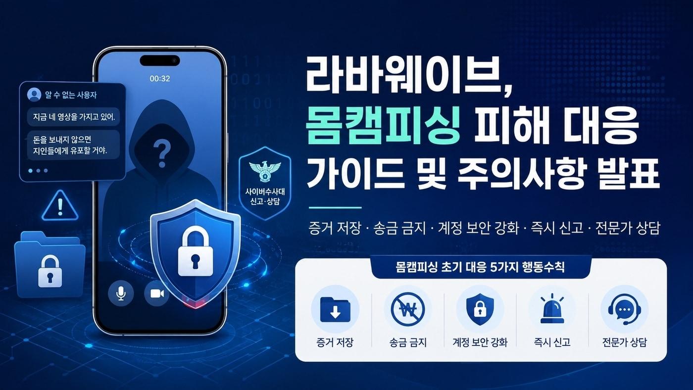 본문 이미지 - '몸캠피싱' 대응 가이드(라베웨이브 제공). 2026.8.28/뉴스1