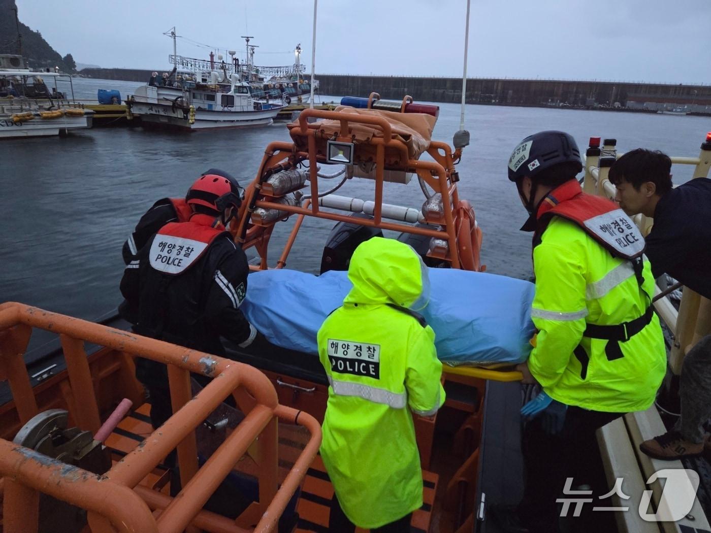 본문 이미지 - 동해해경이 지난 28일 오후 울릉도 응급환자를 고속단정을 이용해 묵호항으로 이송하고 있다.(동해해경 제공, 재판매 및 DB금지)