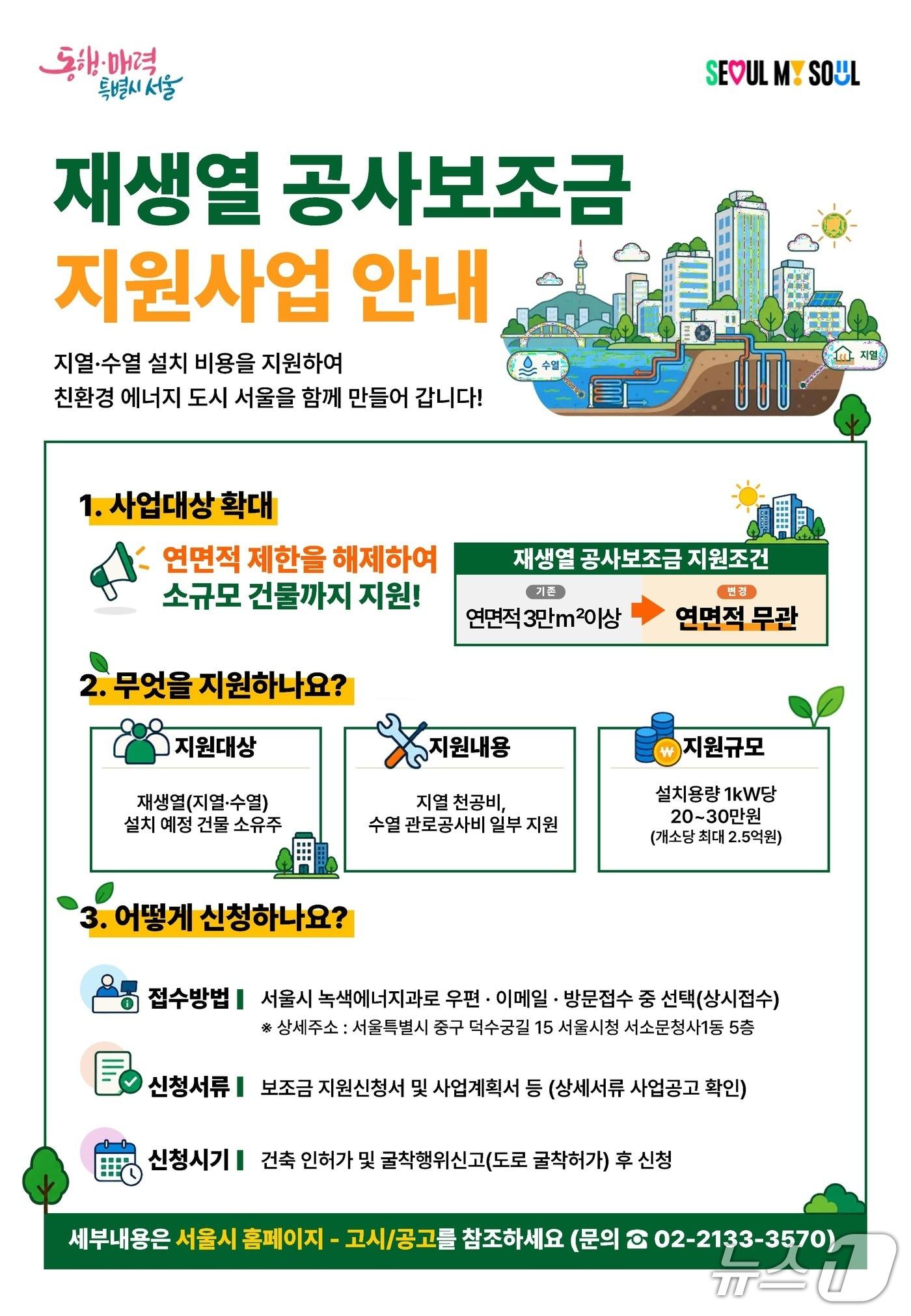 본문 이미지 - 재생열 공사보조금 지원사업 안내 포스터(서울시 제공)