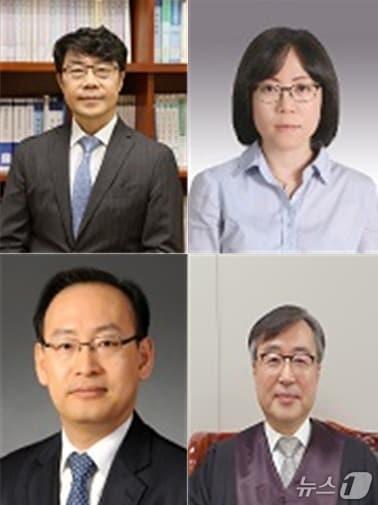 본문 이미지 - 대법관 후보추천위원회가 4일 선정한 후보자들.  윗줄 왼쪽부터 오른쪽으로 김성수 서울고법 부장판사(사법연수원 24기)·김예영 서울남부지법 부장판사(30기)·김정중 광주지법 부장판사(26기)·김문관 부산지방법원장(23기).(대법원 제공)