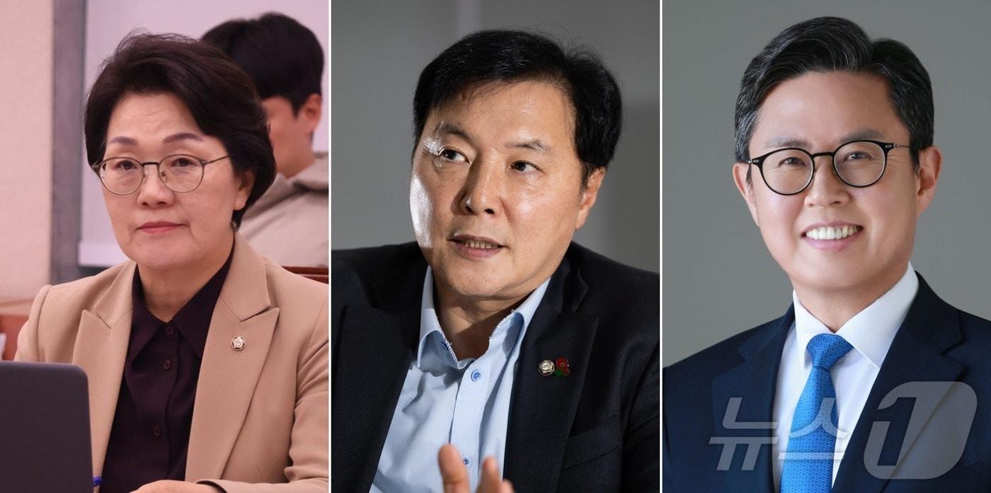 본문 이미지 - 더불어민주당 전남광주통합특별시당위원장 후보들. 왼쪽부터 기호 1번 권향엽 후보(순천광양곡성구례을), 기호 2번 조계원 후보(여수시을), 기호 3번 안도걸 후보(동남을).(news1 DB)