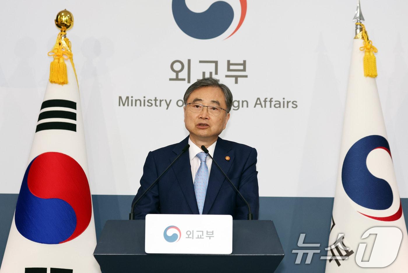 본문 이미지 - 조현 외교부 장관이 5일 오후 서울 종로구 정부서울청사 별관에서 업무보고 사후 브리핑을 하고 있다. 2026.8.5 ⓒ 뉴스1 김명섭 기자