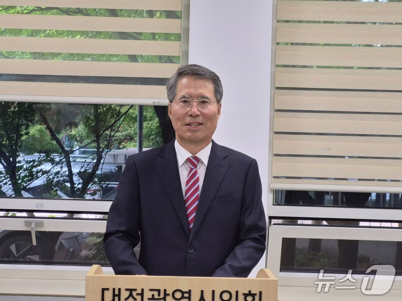 본문 이미지 - 양홍규 국민의힘 대전 서구을 전 당협위원장이 10일 오전 시의회 기자실에서 조직위원장 공모에 나선 입장을 밝히고 있다. (박종명 기자) / 뉴스1