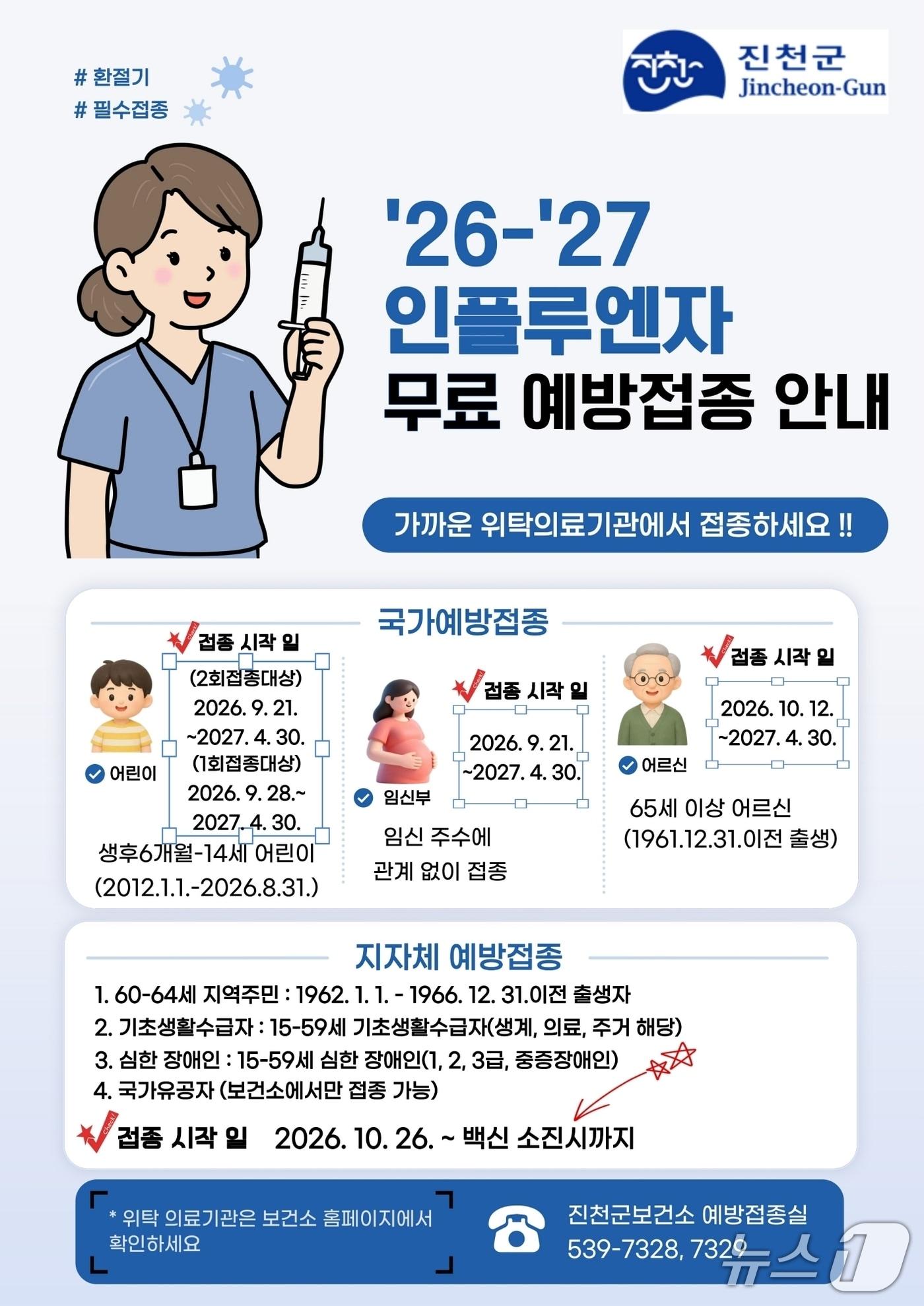본문 이미지 - 진천군 인플루엔자 무료 예방접종 안내문.(진천군 제공. 재판매 및 DB금지)/뉴스1