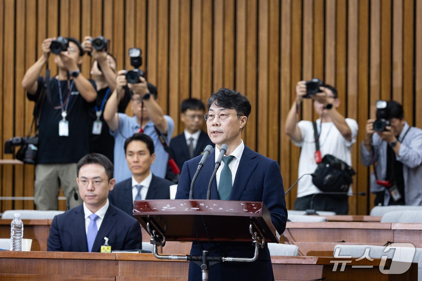 본문 이미지 - 김성수 대법관 후보자가 14일 서울 여의도 국회에서 열린 대법관(김성수) 임명동의안 심사를 위한 인사청문회에 출석해 인사말을 하고 있다. 2026.9.14 ⓒ 뉴스1 유승관 기자