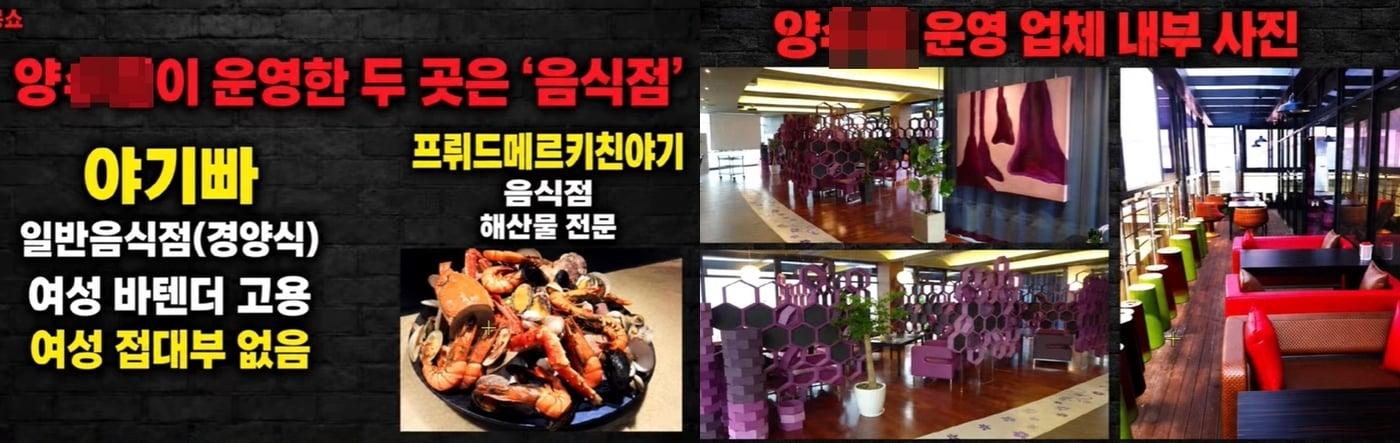 본문 이미지 - 김성원 법무부 장관 후보자에게 '신약 승인' 로비를 했다고 알려진 브로커 양 모 씨는 14일 유튜브 채널 '매봉쑈'에서 '저는 룸살롱을 운영한 적 없다'며 서울 강남구 청담동에서 운영했던 업체 두 곳의 내부 사진을 공개했다. (유튜브 갈무리·  재판매 및 DB 금지) ⓒ 뉴스1