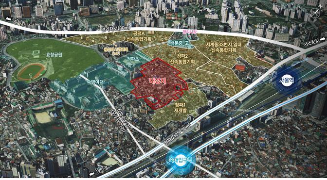 본문 이미지 - 용산구 청파동1가 97-35 일대 위치도(서울시 제공) 