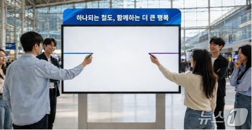 본문 이미지 - 코레일이 18일 서울, 수서, 광주송정, 부산 등 전국 4개 KTX역에서 진행하는 고속철도 통합 이벤트 콘셉트 이미지 (한국철도공사 제공. 재판매 및 DB 금지) /뉴스1