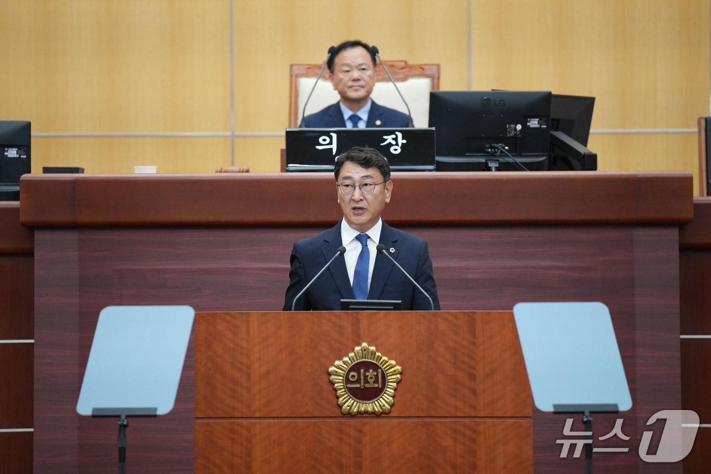본문 이미지 -  18일 김창현 전북도의원이 정례회에서 5분 발언을 하고 있다.(의회 제공. 재판매 및 DB 금지)2026.9.18/뉴스1