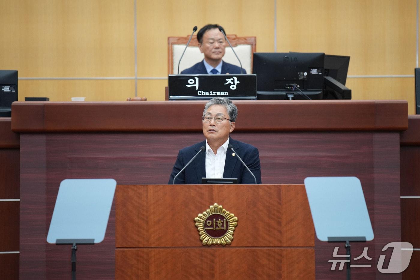 본문 이미지 -  18일 김주택 전북도의원이 정례회에서 5분 발언을 하고 있다.(의회 제공. 재판매 및 DB 금지)2026.9.18/뉴스1