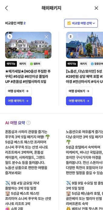 본문 이미지 - 해외패키지 여행 비교(놀유니버스 제공)