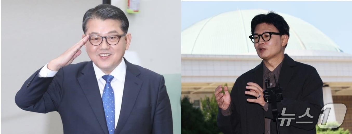 본문 이미지 - 예비역 육군대장 출신인 김병주 더불어민주당 의원과 무소속 한동훈 의원. ⓒ 뉴스1  임세영· 황기선 기자