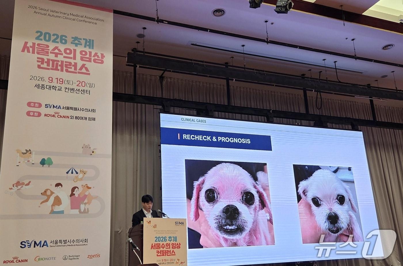 본문 이미지 - 강영훈 수의사가 20일 서울 광진구 세종대학교에서 열린 '2026 추계 서울수의임상컨퍼런스'에서 강의를 하고 있다. ⓒ 뉴스1