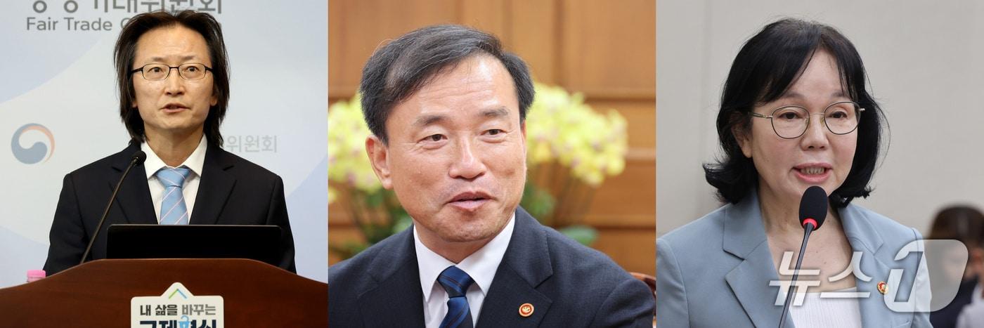 본문 이미지 - 왼쪽부터 주병기 공정거래위원장, 김종철 방미통위원장, 송경희 개인정보보호위원장 ⓒ 뉴스1