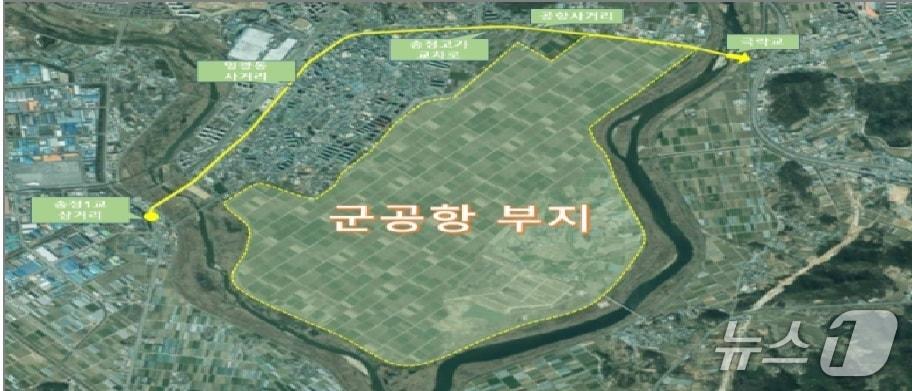 본문 이미지 - 호남권 반도체 클러스터가 구축될 광주 군공항 부지와 '반도체로'라는 명예도로명이 부여될 상무대로의 구간.(전남광주 광산구 제공. 재판매 및 DB 금지.) 2026.9.22/뉴스1