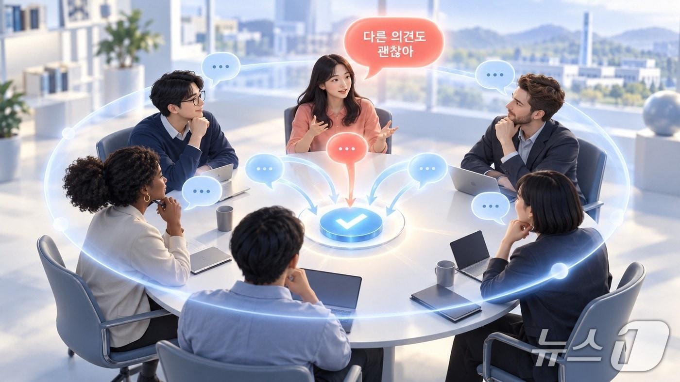 본문 이미지 - '안정그룹애착'의 집단 내 소수 의견 표현 및 수용 촉진 연구 이미지(AI 생성·KAIST 제공) /뉴스1