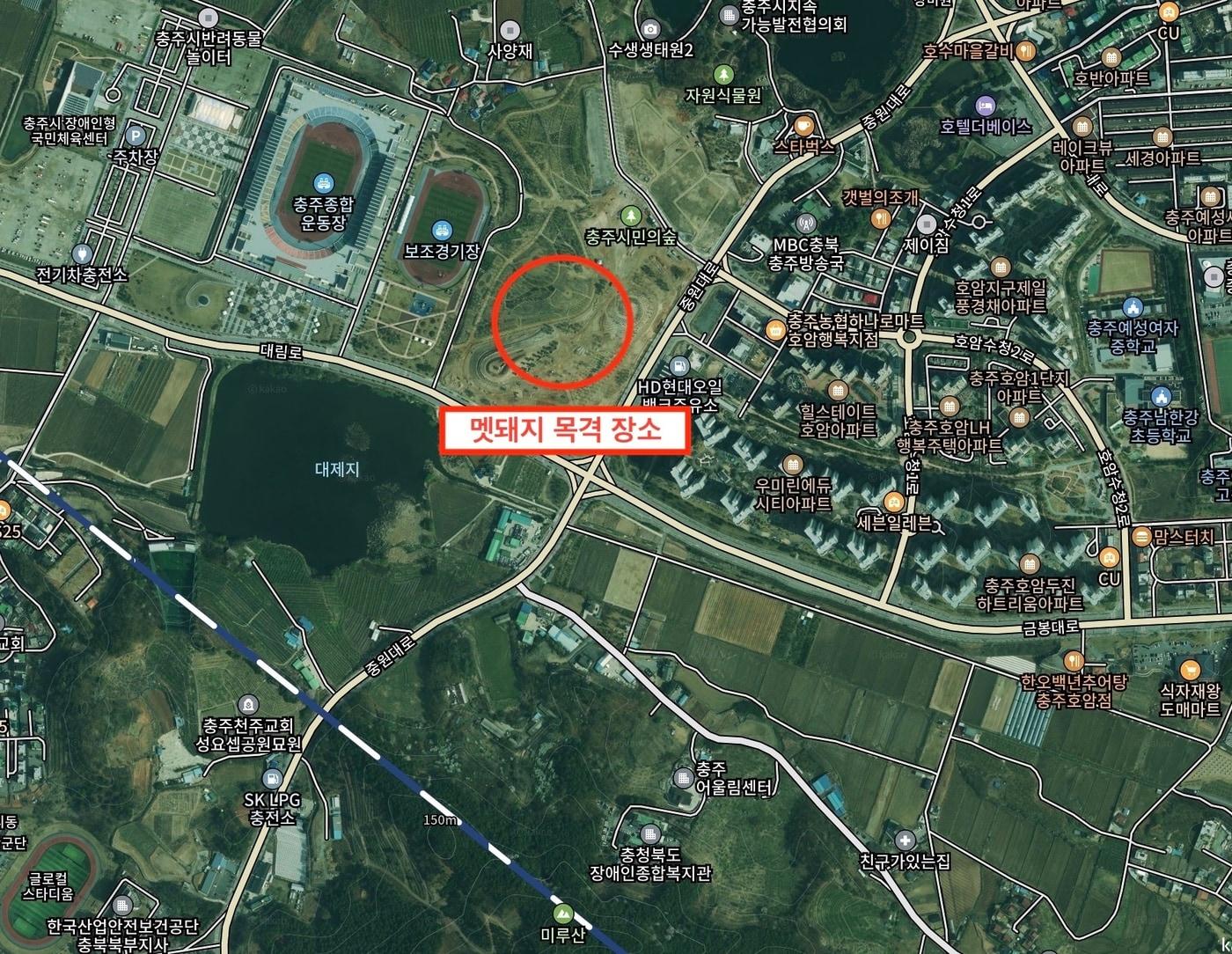 본문 이미지 - 멧돼지가 출몰한 충주시민의 숲 위치.(다음지도 갈무리. 재판매 및 DB 금지) 2026.9.28/뉴스1