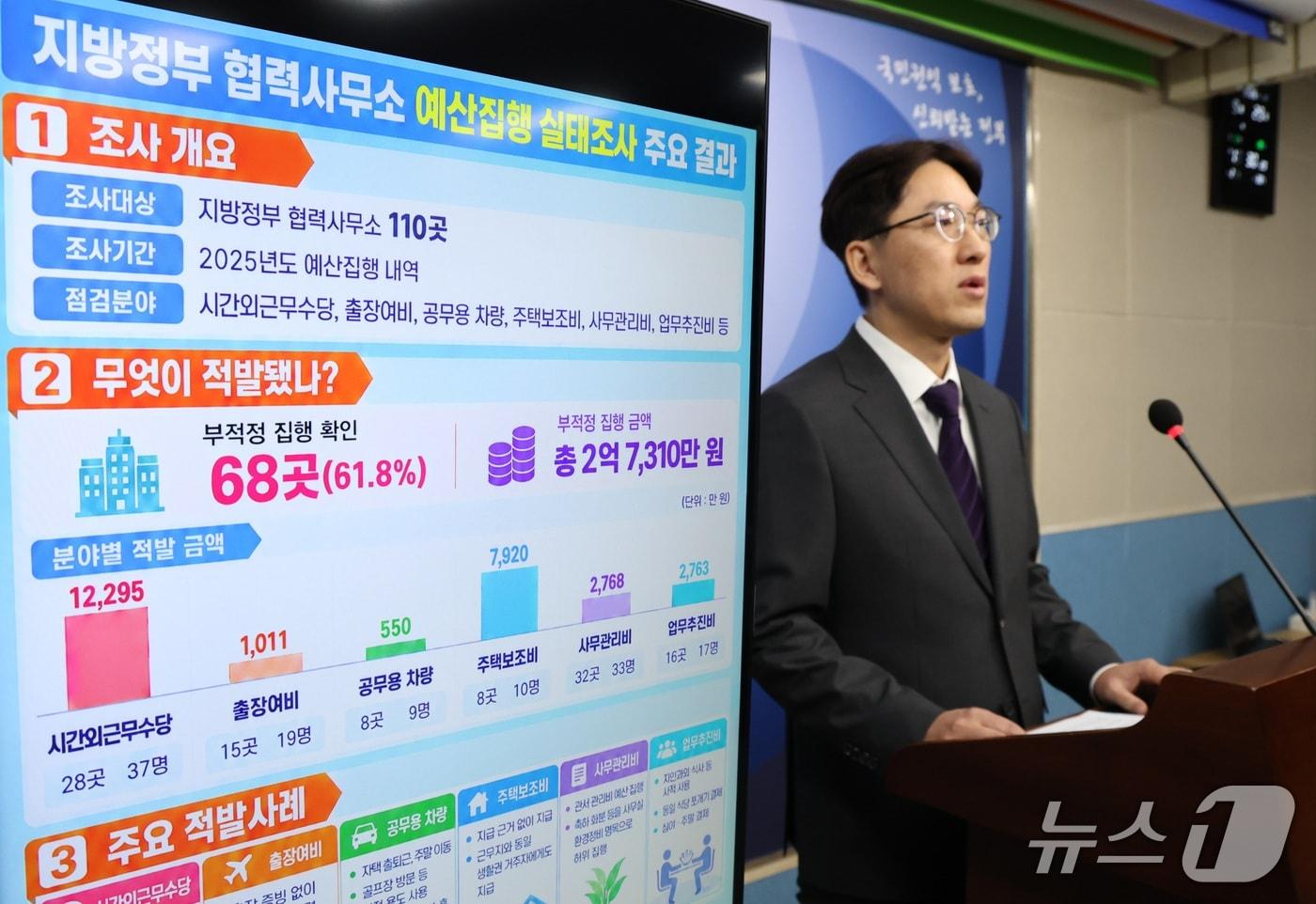 본문 이미지 - 윤영국 국민권익위원회 심사기획과장이 29일 세종시 정부세종청사에서 지방협력관 실태조사 결과를 발표하고 있다. 2026.9.29 ⓒ 뉴스1 김기남 기자