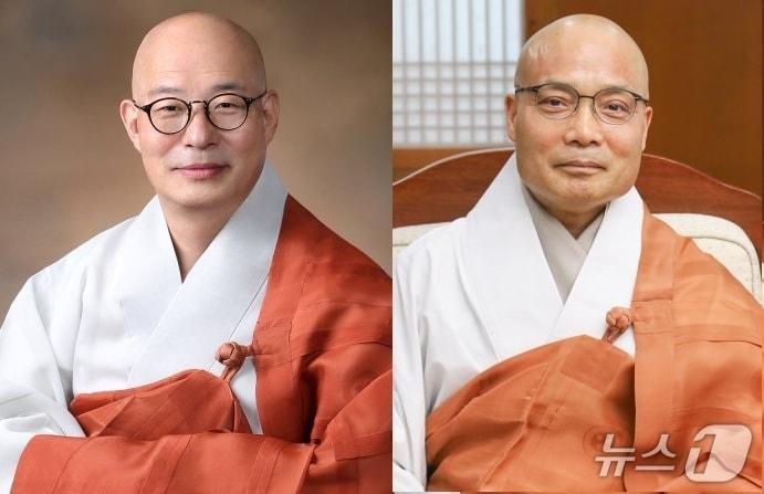 본문 이미지 - 대한불교조계종 제38대 총무원장 선거에 출마한 진우 스님(기호 3번)과 경우 스님(기호 1번)