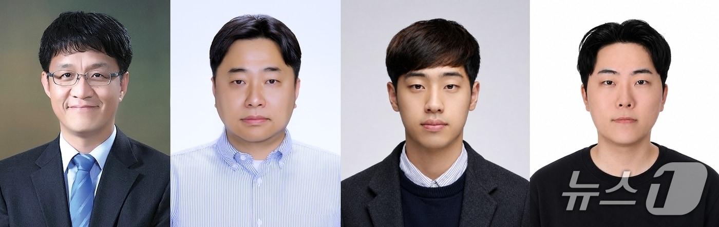 본문 이미지 - 왼쪽부터 최종무 교수, 유시환 교수(모바일시스템공학과), 대학원 인공지능융합학과 신호진·GuangxunZhao 박사과정.(단국대 제공)