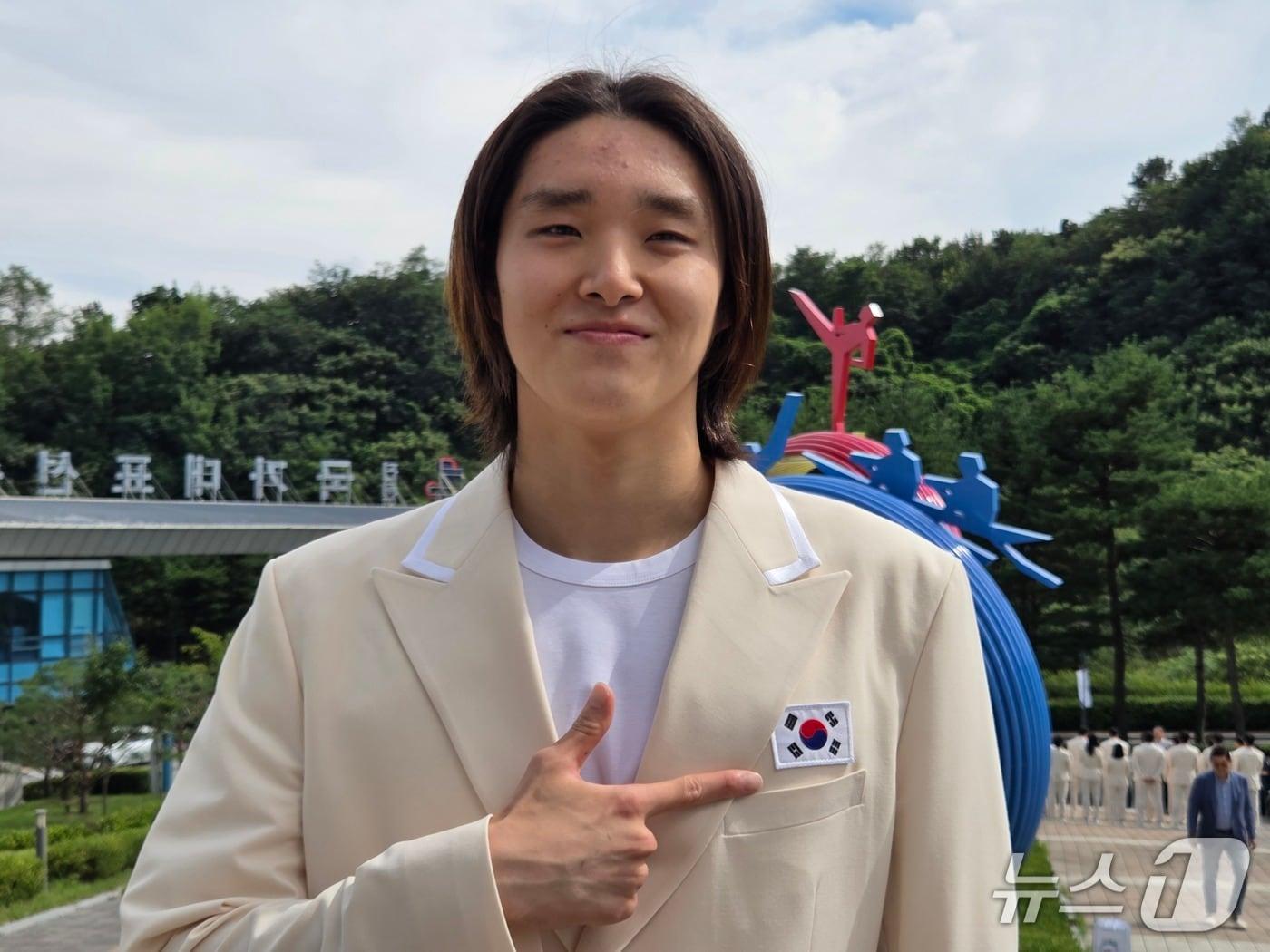 본문 이미지 - 한국 수영 대표팀 김우민 ⓒ News1 안영준 기자