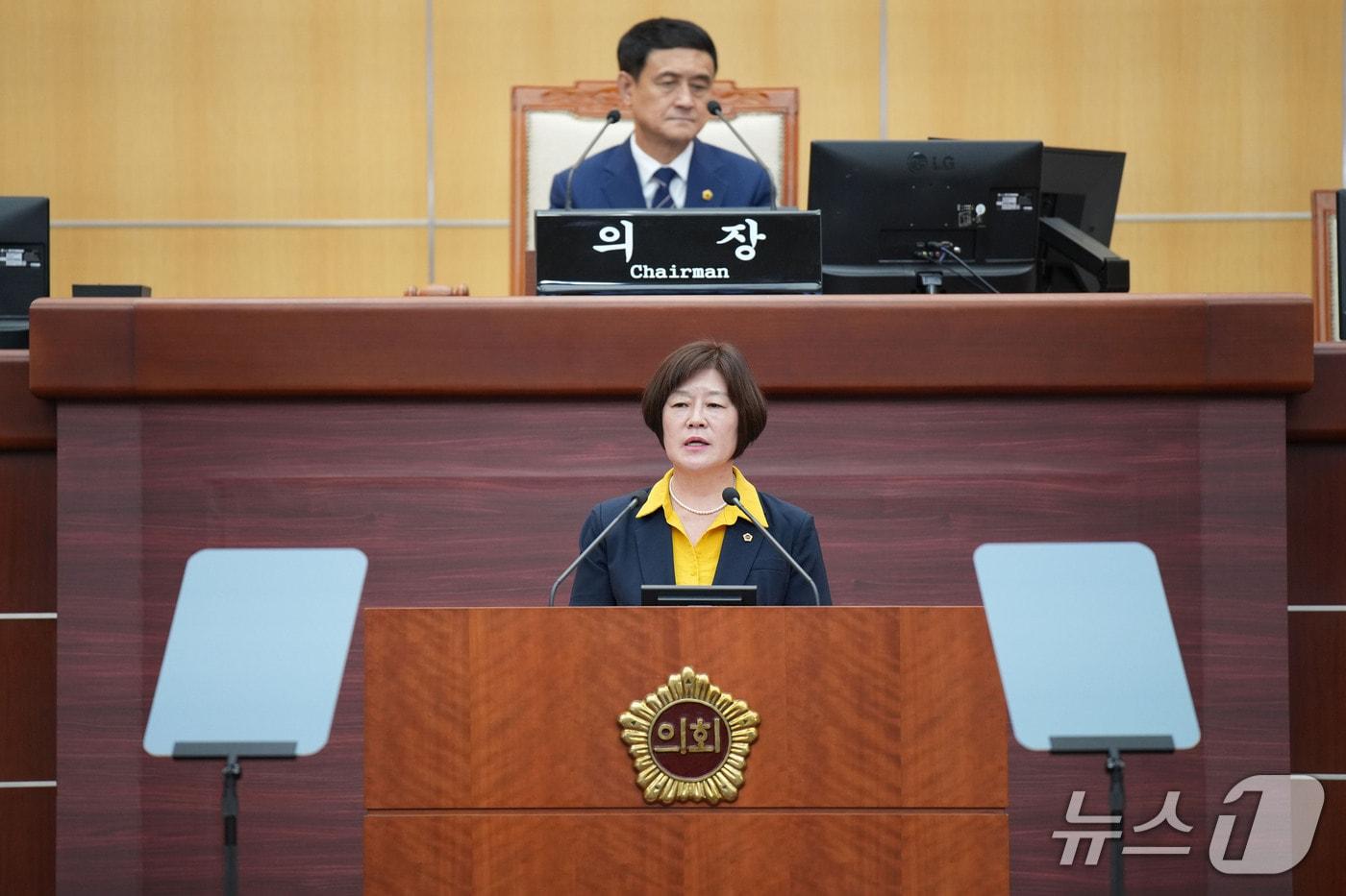 본문 이미지 - 3일 이인숙 전북도의원이 정례회 제1차 본회의에서 5분 발언을 하고 있다.(의회제공. 재판매 및 DB금지)2026.9.3/뉴스1