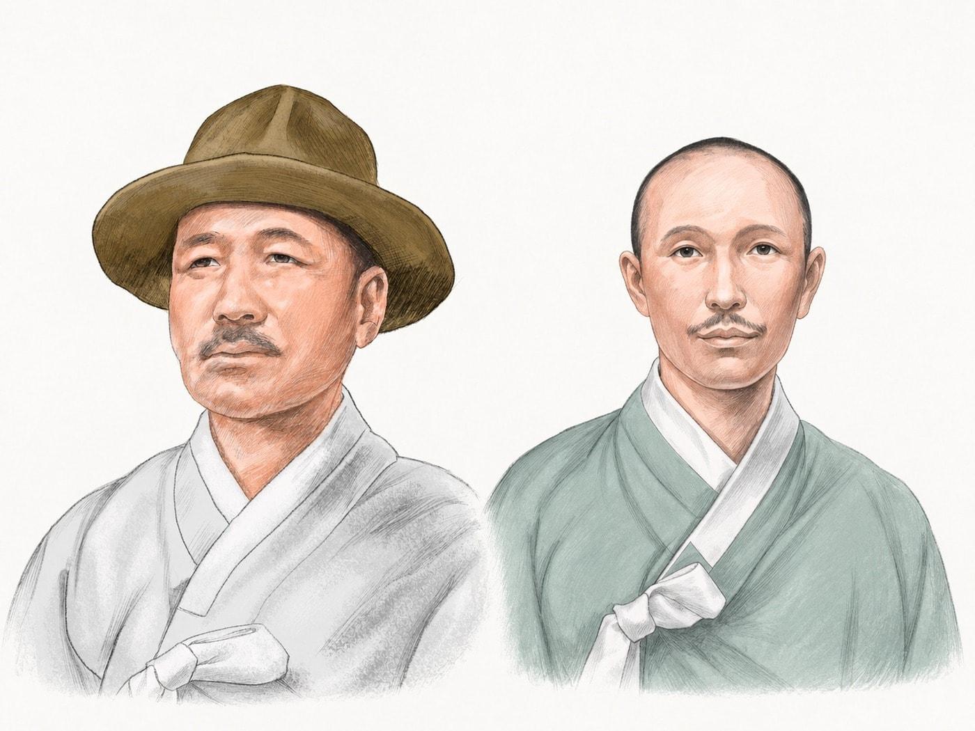 본문 이미지 - 2026년 10월의 독립운동가로 선정된 (좌측부터) 이병기·신명균 선생.(국가보훈부 제공)