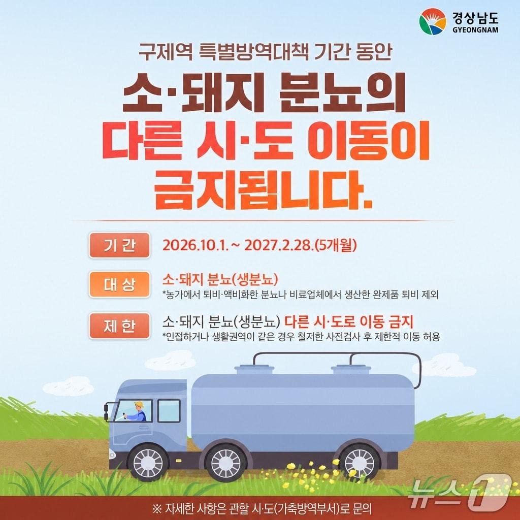 본문 이미지 - 가축 분뇨 이동 제한 홍보포스터(경남도 제공. 재판매 및 DB 금지)