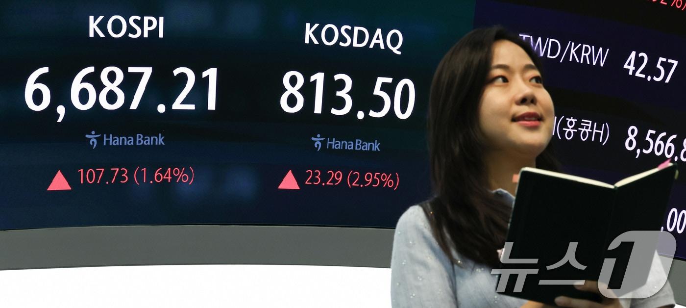 본문 이미지 - 4일 오후 서울 중구 하나은행 딜링룸 전광판에 코스피 지수 등 시황이 표시되고 있다. 2026.9.4 ⓒ 뉴스1 이종수 기자