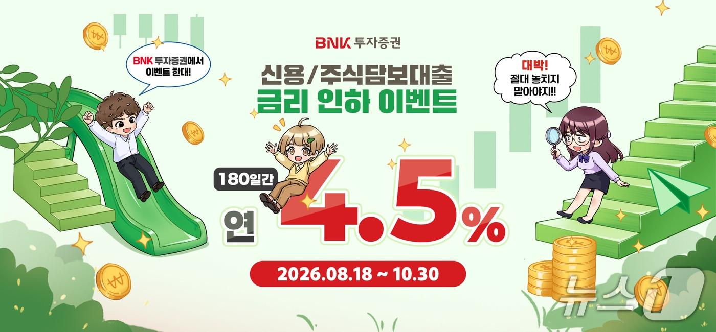 본문 이미지 - BNK투자증권 '신용·주식담보대출 금리 우대 이벤트' 안내 포스터 (BNK금융그룹 제공. 재판매 및 DB금지)