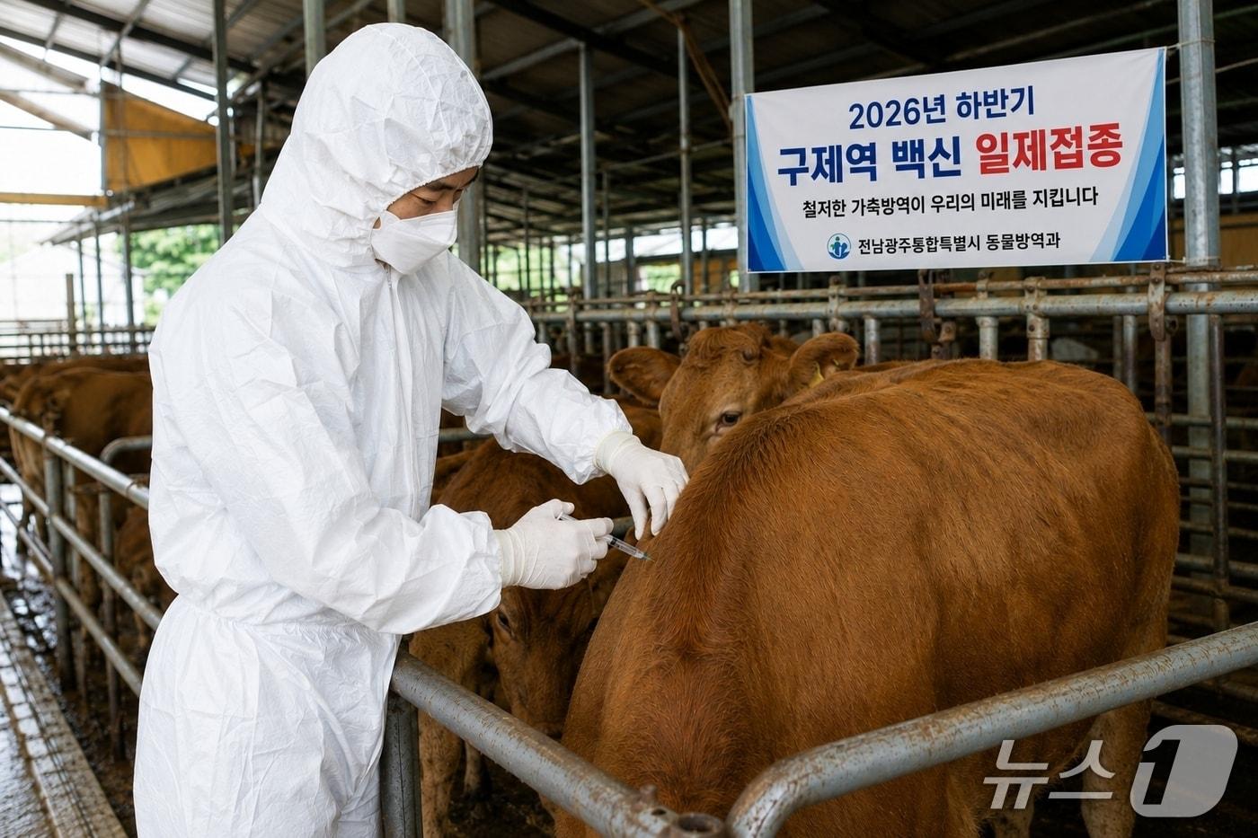 본문 이미지 - 구제역 백신접종.(전남광주통합특별시 제공. 재판매 및 DB금지) 2026.9.5/뉴스1