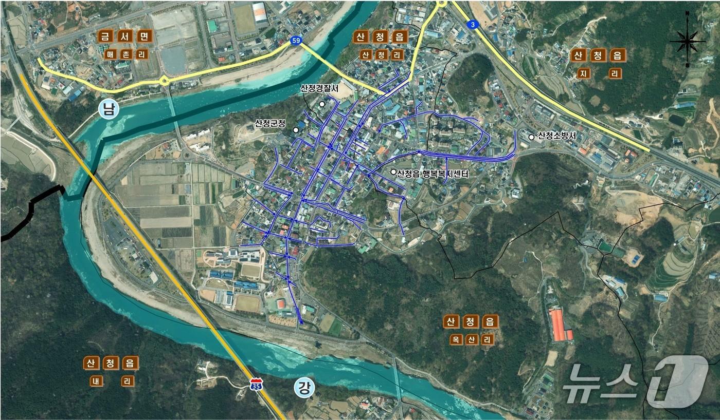 본문 이미지 - 산청읍 일원 '2027년 풍수해 생활권 종합정비사업' 대상지(산청군 제공. 재판매 및 DB금지).