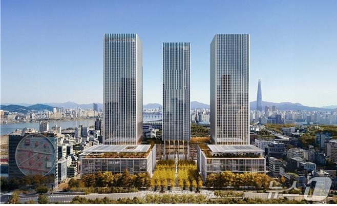 본문 이미지 - 서울 강남구 삼성동에 공사 중인 현대자동차그룹 신사옥 단지 '글로벌 비즈니스 콤플렉스(GBC)' 조감도(서울시 제공)