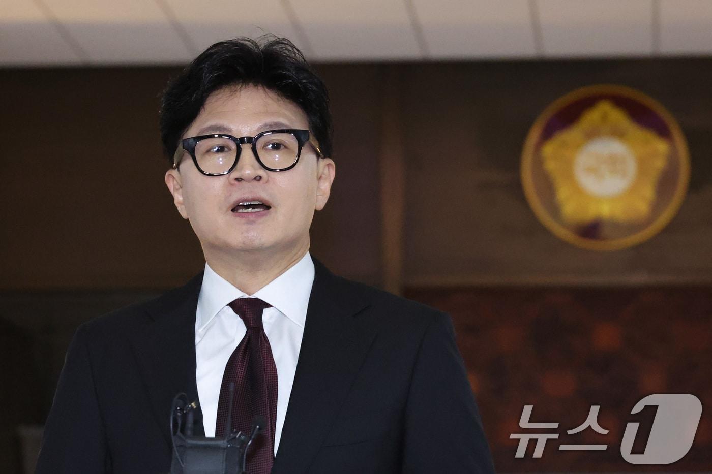 본문 이미지 - 한동훈 무소속 의원이 9일 서울 여의도 국회에서 김승원 법무부 장관 후보자 의혹과 관련해 발언을 하고 있다. 2026.9.9 ⓒ 뉴스1 신웅수 기자