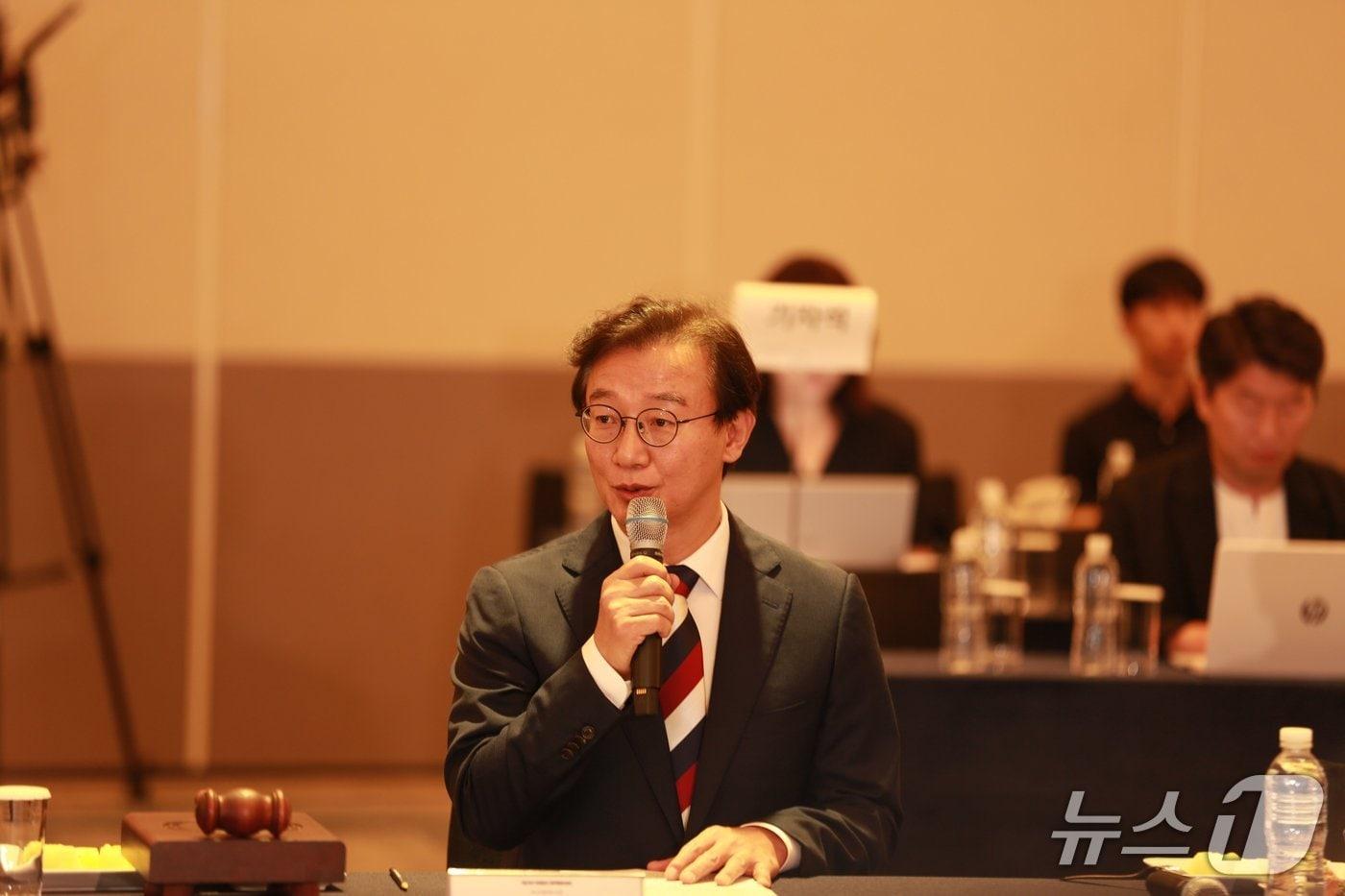 본문 이미지 - 전재수 부산시장이 8일 오후 웨스틴조선부산에서 열린 '제4회 부울경 정책협의회'에서 인사말을 하고 있다. 2026.9.8뉴스1 ⓒ News1 임순택 기자