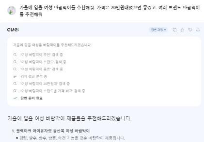 '큐'에 "바람막이 골라줘" 묻자 '척척'…자료 검색땐 '인내심'