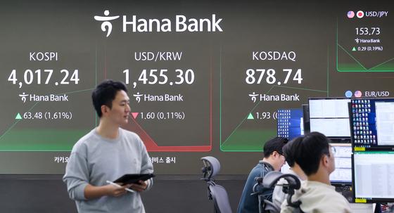 '배당세율 인하' 코스피 2% 올라 4000선…금융주 강세