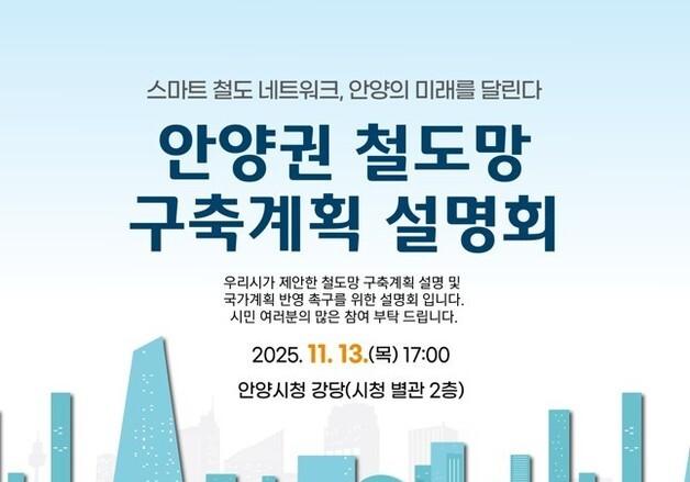 안양시 '안양권 철도망 구축계획 설명회' 13일 개최
