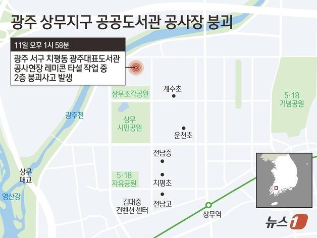 [그래픽] 광주 상무지구 공공도서관 공사장 붕괴