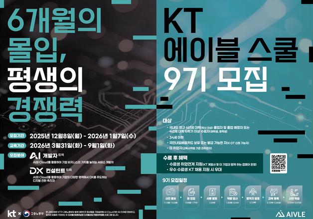 KT, 에이블스쿨 9기 모집…AX 인재 양성