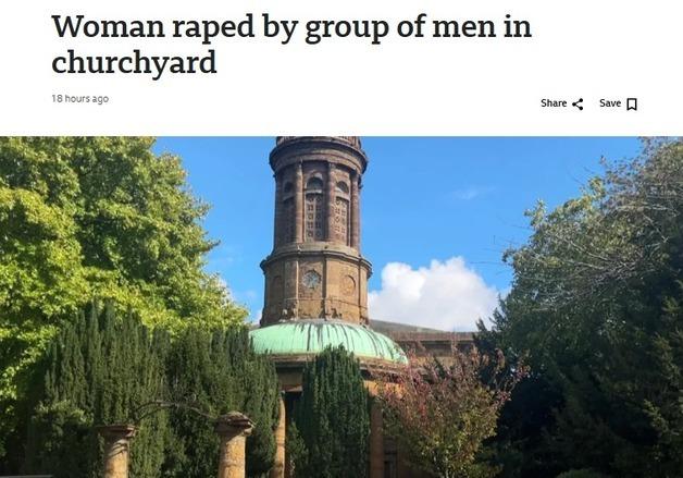 교회 묘지서 30대 여성 집단 성폭행…끔찍 범죄에 英 '발칵'