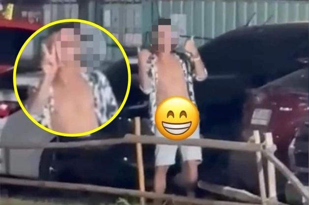 주차장 갔다가 마주친 '상의 탈의남'…중요 부위 내놓고 카메라 향해 '브이'
