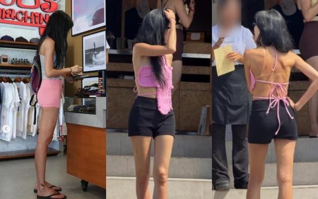 '엄태웅♥' 윤혜진, 간신히 가린 백리스 파격 패션…극강 뼈말라 몸매