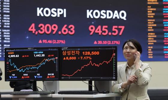 새해 첫 거래일 코스피 4300돌파, 삼성전자 역대 최고치