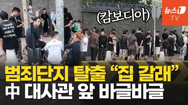  캄보디아 중국대사관 앞 구름 인파…"범죄단지 단속 피해 탈출"